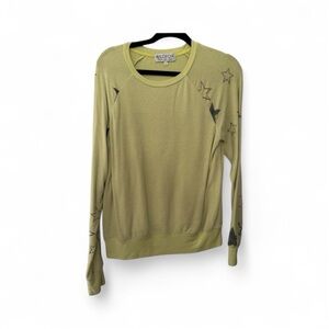 Wildfox Light Yellow Sweatshirt with Stars on sleeves